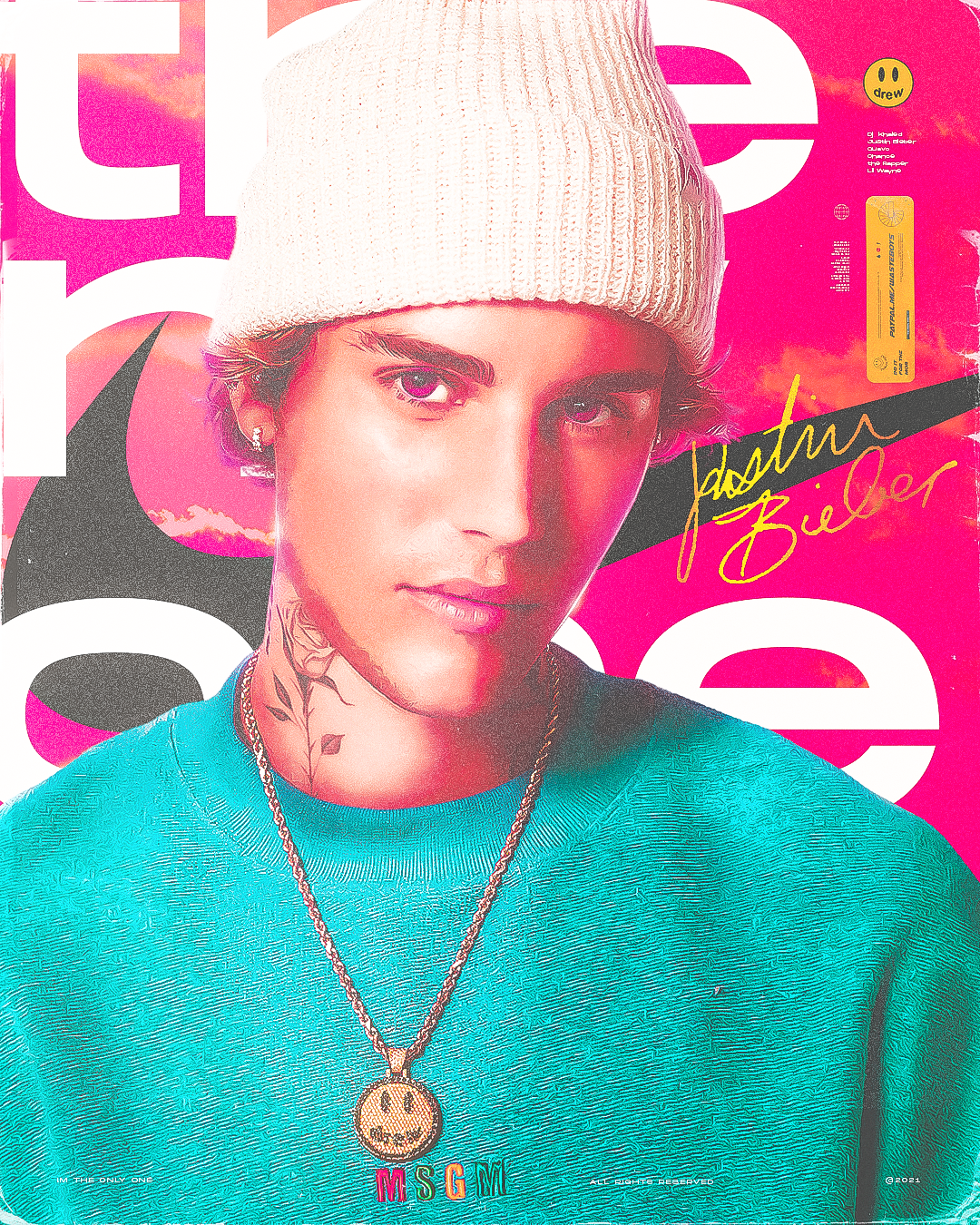 🎤 Justin Bieber Poster Template – Photoshop & Canva Editable 🎤