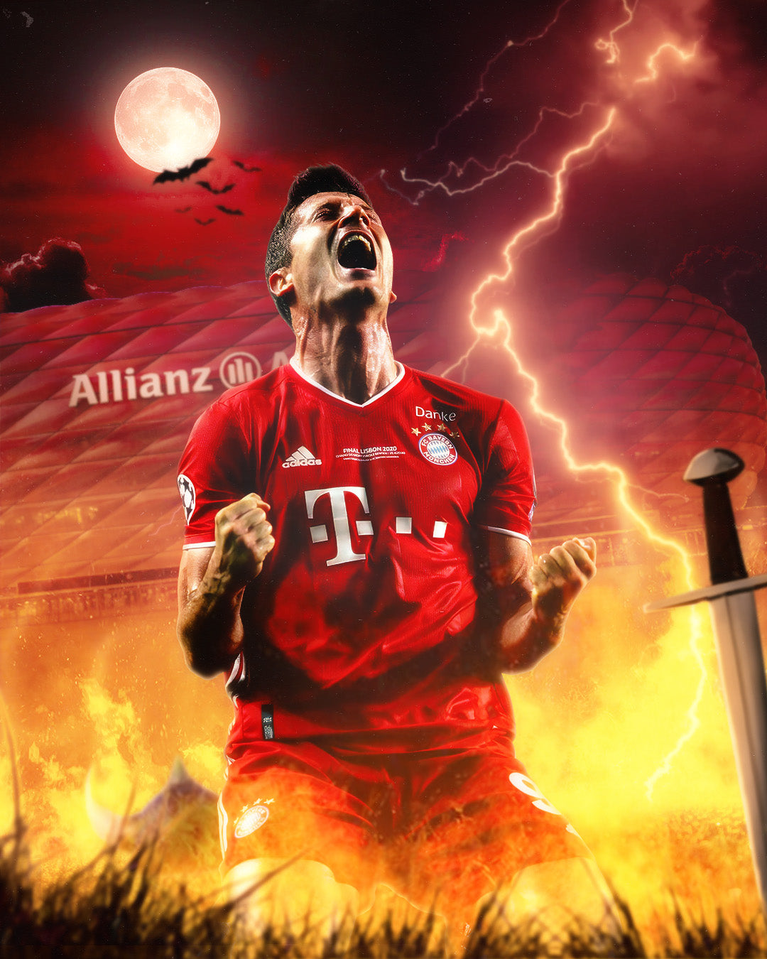 Robert Lewandowski Football Poster Template – Photoshop & Canva Editable
