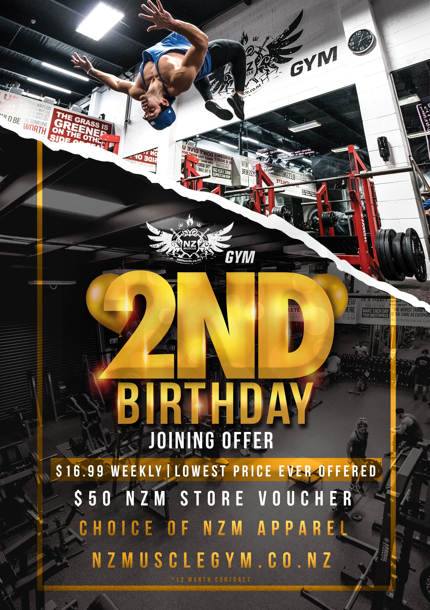 Gym 2nd Birthday Flyer Template – Photoshop & Canva Editable