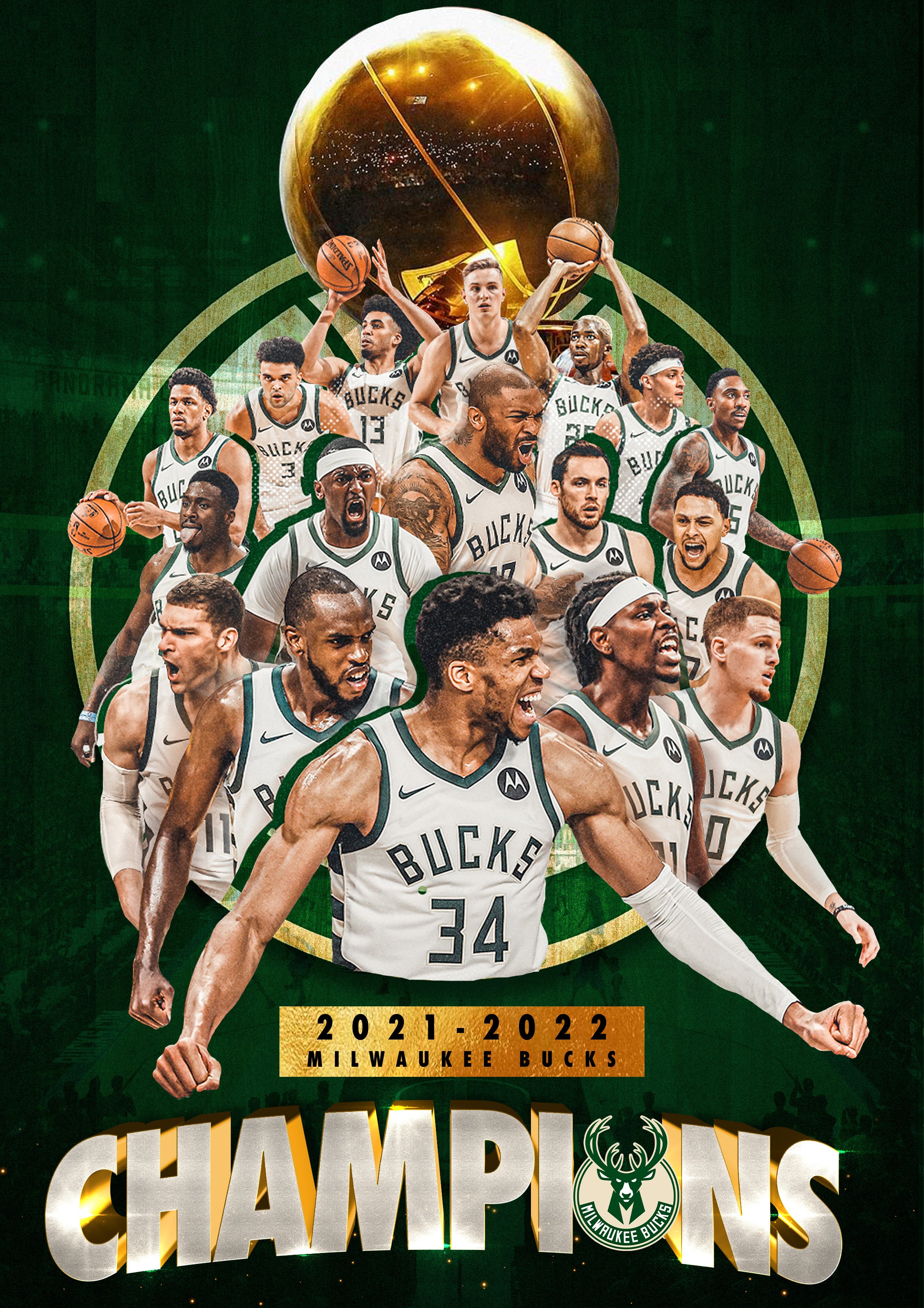 Milwaukee Bucks Champions Poster Template – Photoshop & Canva Editable