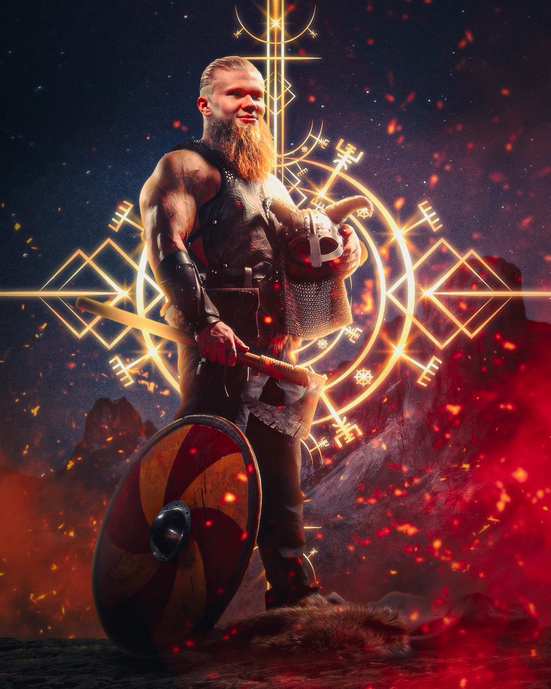 Haaland Viking Poster Template – Photoshop & Canva Editable