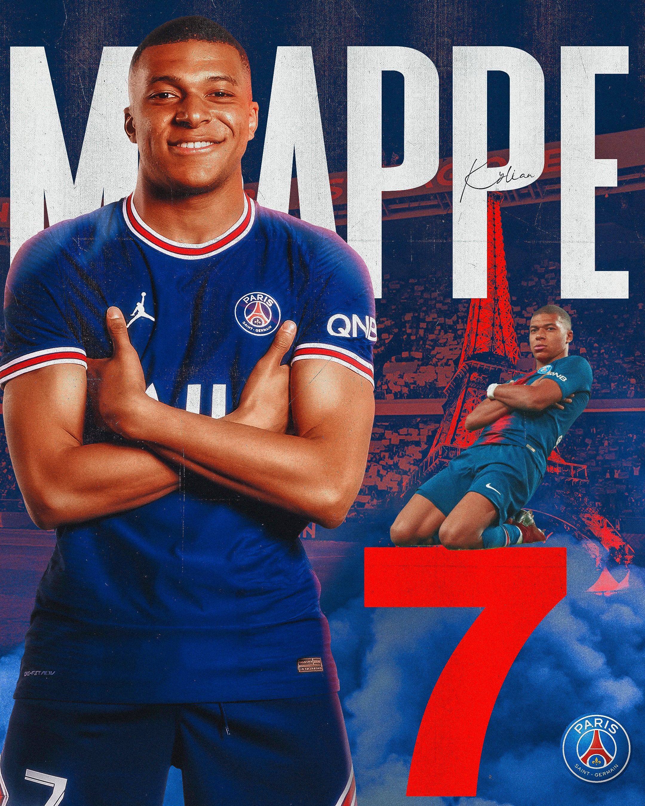 ⚽ Kylian Mbappé Poster Template – Photoshop & Canva Editable ⚽