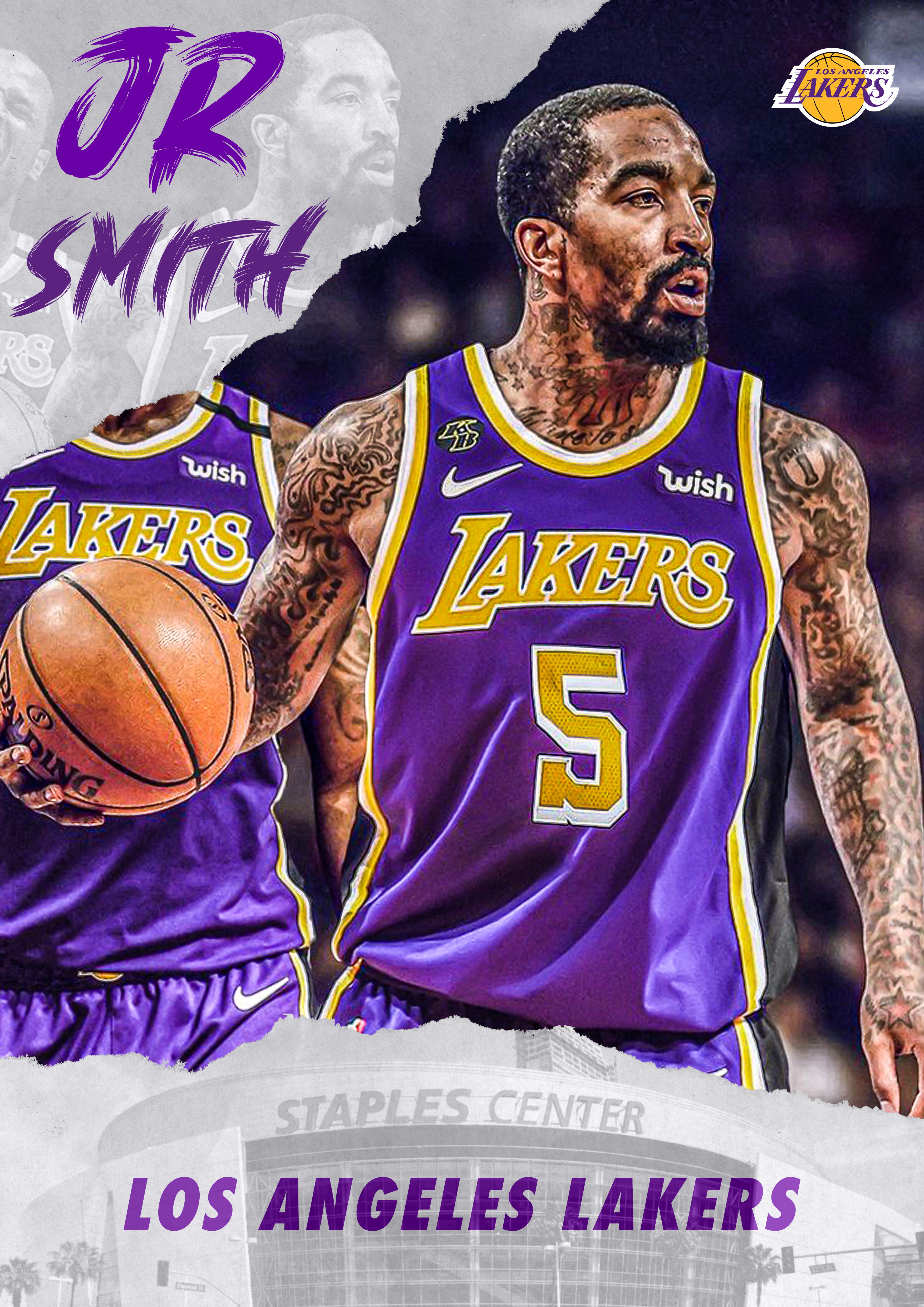 🏀 JR Smith Lakers Poster Template – Photoshop & Canva Editable 🏀