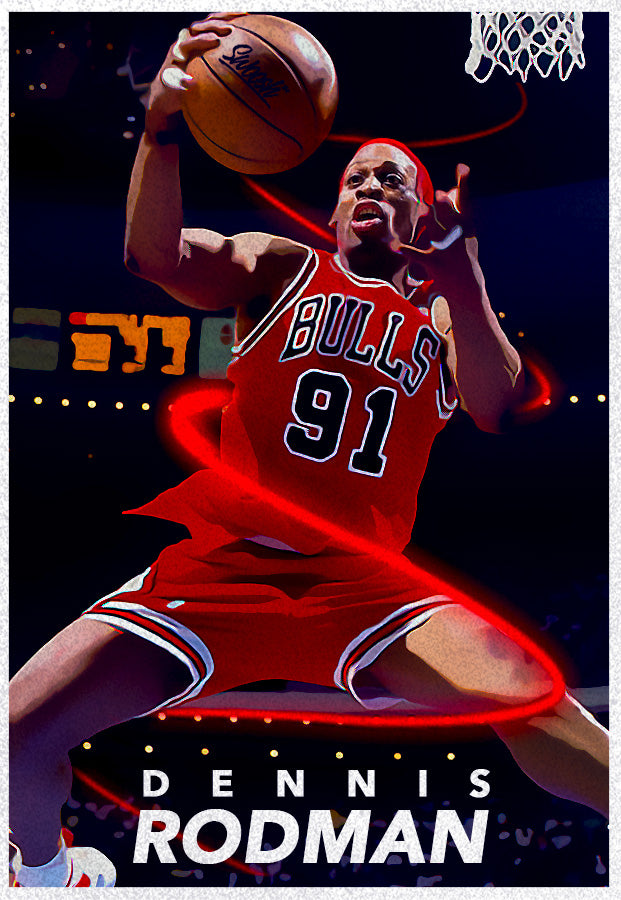 🔥 Dennis Rodman Poster Template – Photoshop & Canva Editable 🔥